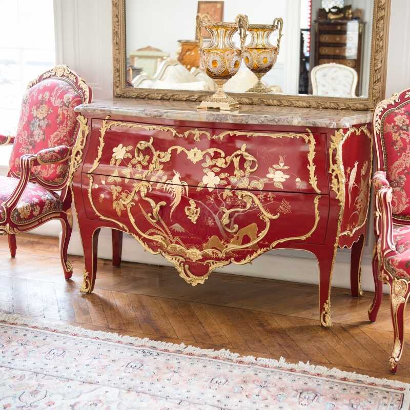 Commode Delorme rouge Laque de Chine